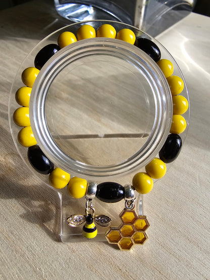 Bumble Bee Elasticated Bracelet - Kids - adults - fun costume bracelet for insect lovers