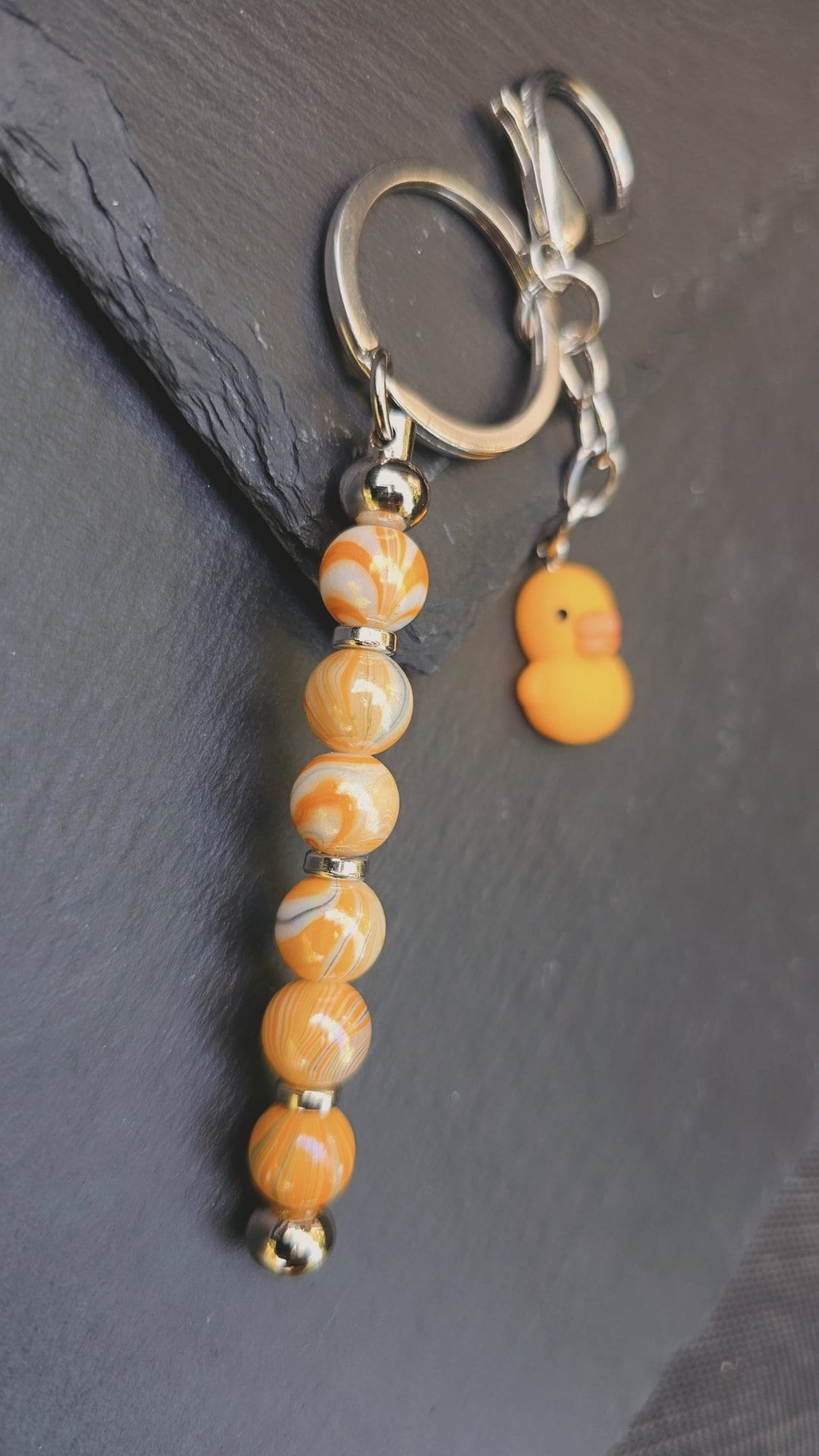 Yellow Duck Bag Charm / Keyring / Keychain - Cute rubber duck and beaded accessory Zip Charm