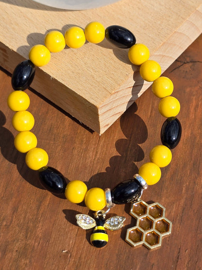 Bumble Bee Elasticated Bracelet - Kids - adults - fun costume bracelet for insect lovers