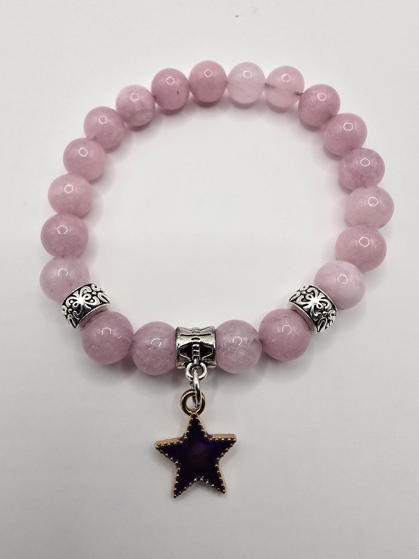 Girls Pink Hollywood Star Bracelet - Handmade Elastic Beaded bracelet