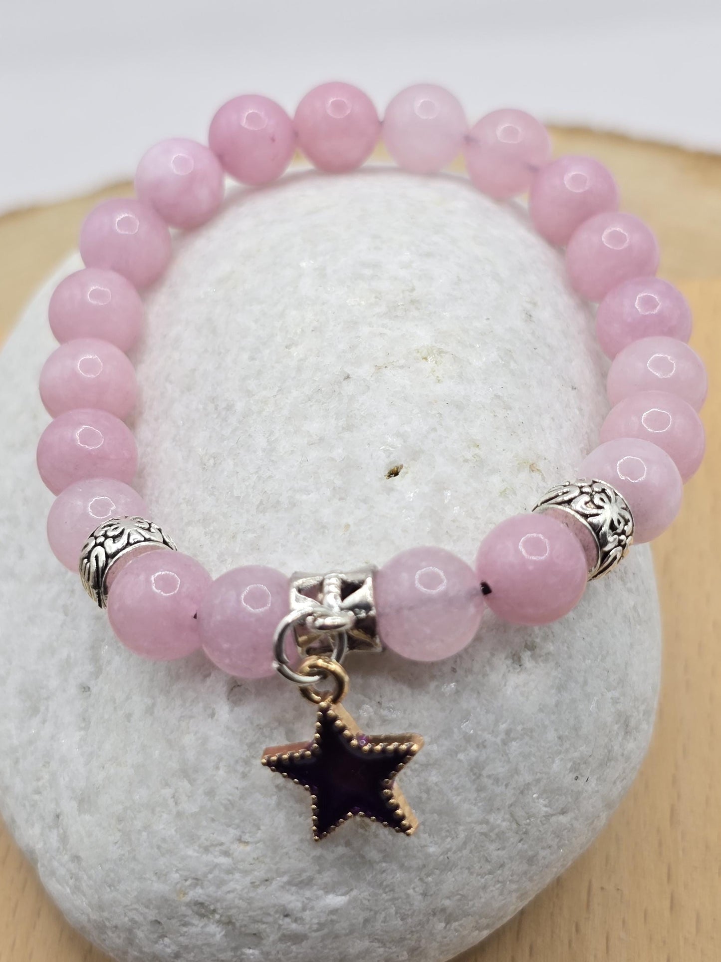 Girls Pink Hollywood Star Bracelet - Handmade Elastic Beaded bracelet