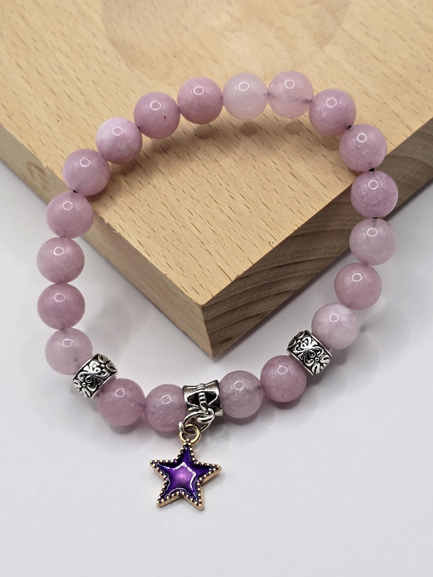 Girls Pink Hollywood Star Bracelet - Handmade Elastic Beaded bracelet