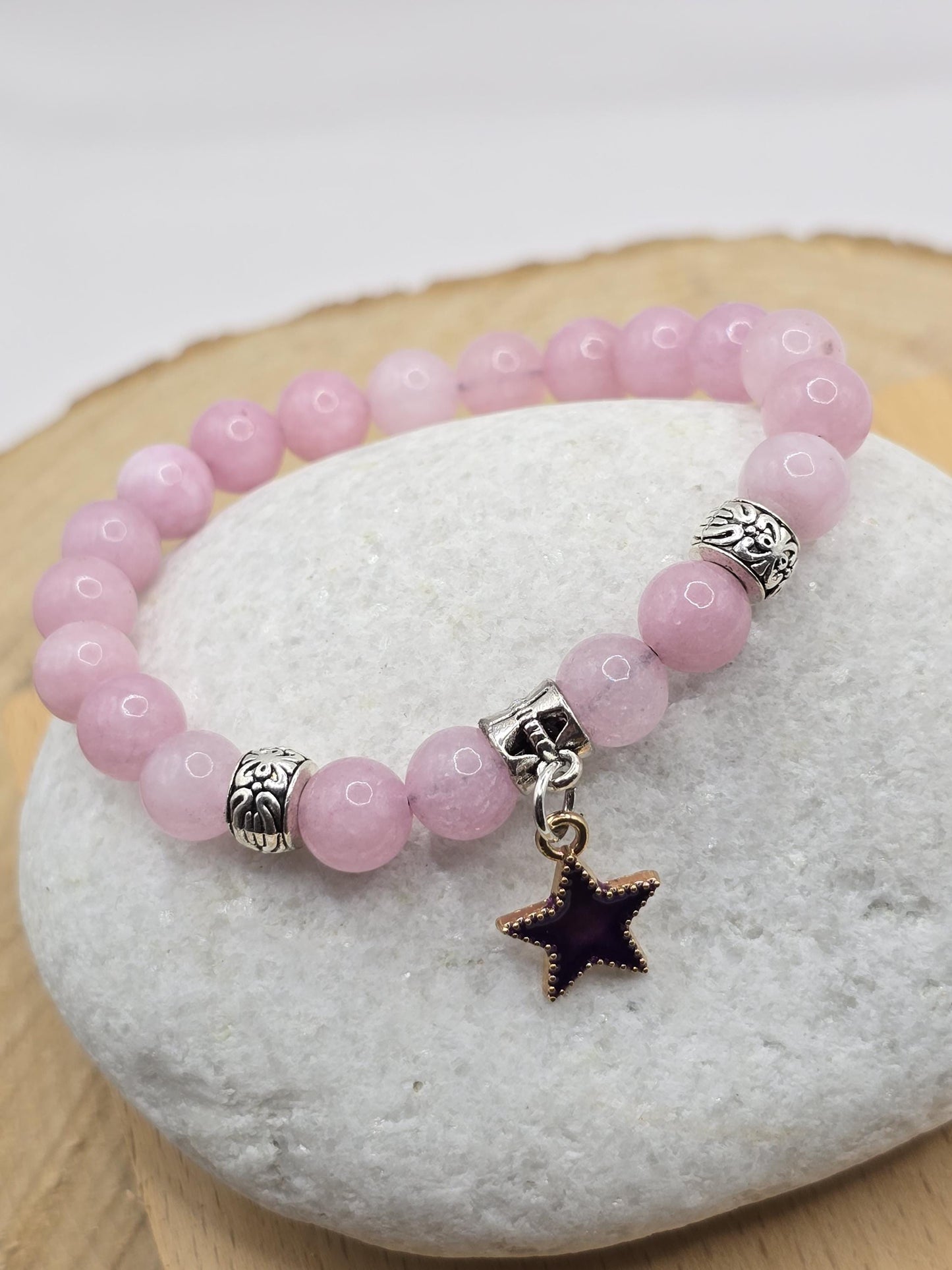 Girls Pink Hollywood Star Bracelet - Handmade Elastic Beaded bracelet