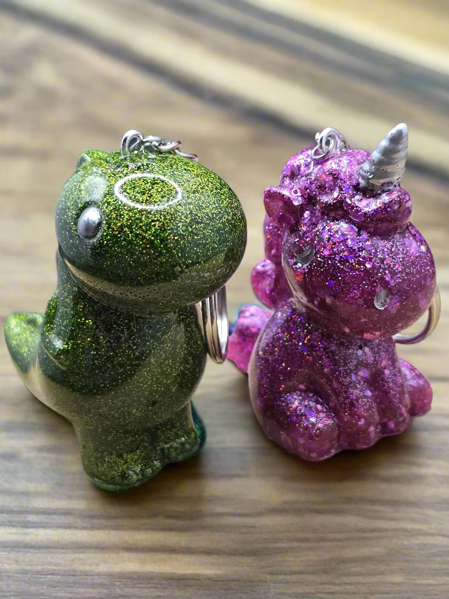 Handmade Resin Keyrings - Dinosaur / Unicorn cute accessory